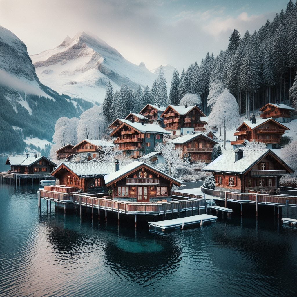 Swiss Lake Cabins With Snow View Luxury Retreat